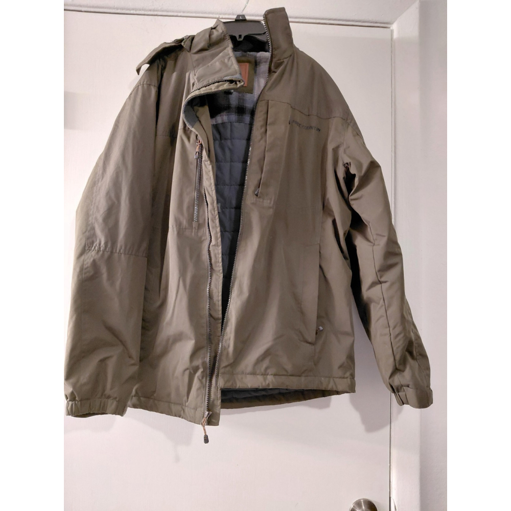 Free Country Men’s Fleece Lined Jacket Olive Green Water Resistant Sz Medium
